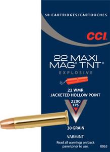 CCI Maxi-Mag TNT 22WMR 30gr. JHP 50 round box