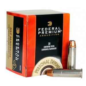 FEDERAL HYDRA-SHOK PREMIUM PERSONAL DEFENSE AMMUNITION 357 MAGNUM 158GR. JHP 20 ROUND BOX