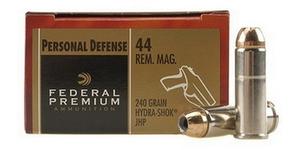 FEDERAL HYDRA-SHOK PREMIUM PERSONAL DEFENSE AMMUNITION 44 MAGNUM 240GR. JHP 20 ROUND BOX