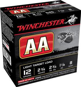 Winchester AA 12Ga 2-3/4 1-1/8 oz #8 Shot 25 Rds