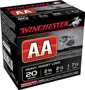 Winchester AA 20Ga 2-3/4 1oz #7.5 Shot 25 Rds