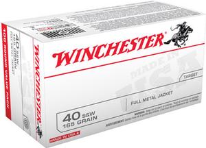 Winchester USA 40 S&W 165GR FMJ 100 Rds