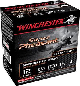 Winchester Super Pheasant 12Ga 2-3/4, 1-3/8 oz #4 Shot 25 Rds 