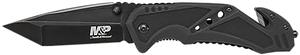  MP RESCUE 3.80` FOLDING TANTO PLAIN BLACK STAINLESS STEEL BLADE BLACK G10 HAND